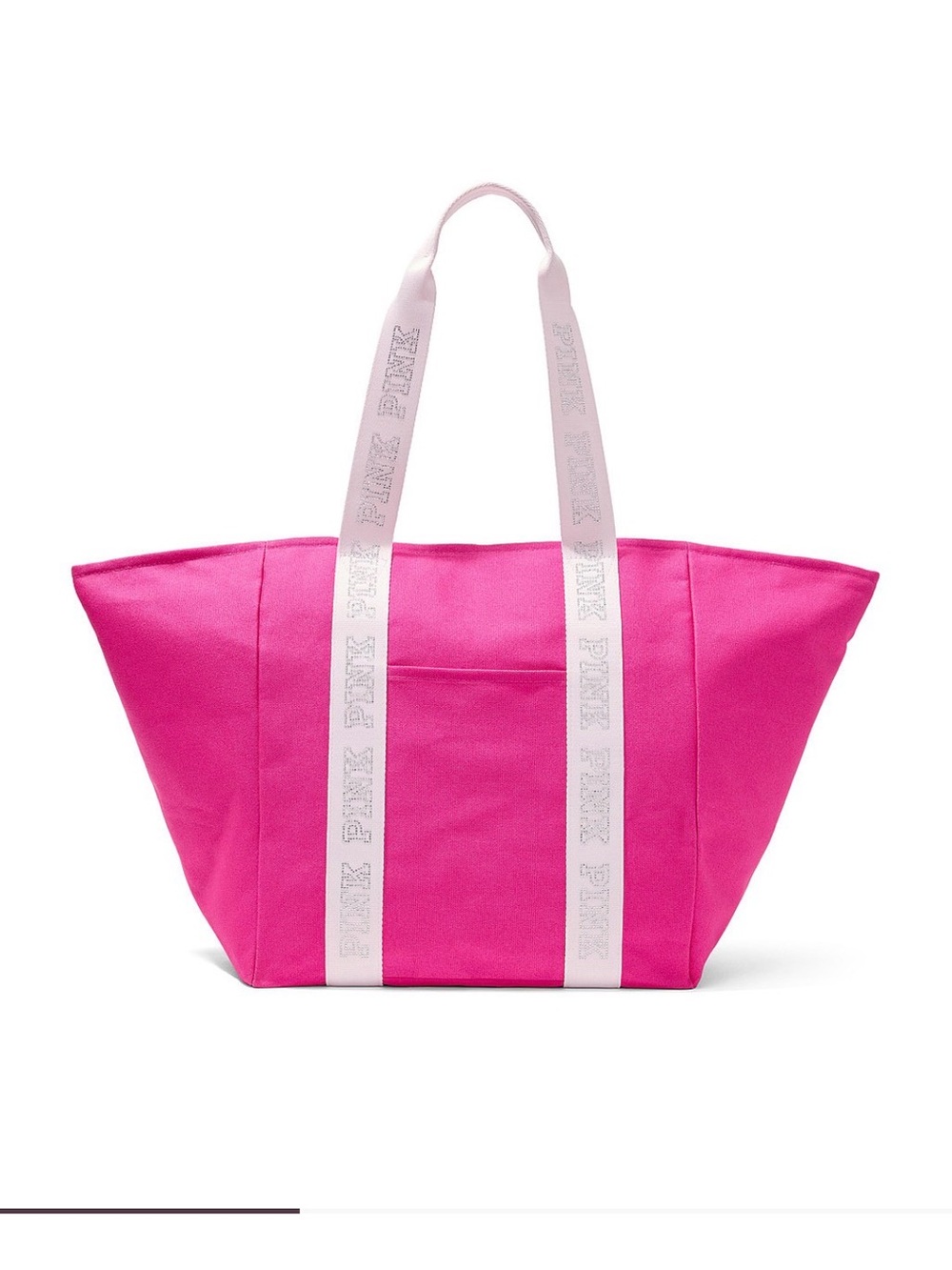 PINK Victoria's Secret Vibrant Pink Canvas Tote with Logo Straps - NWT